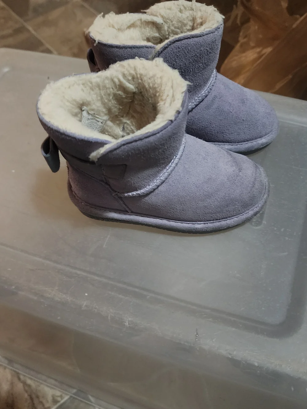 BearPaw Kids Plush Lined Suede Boots - Light Purple Size 8